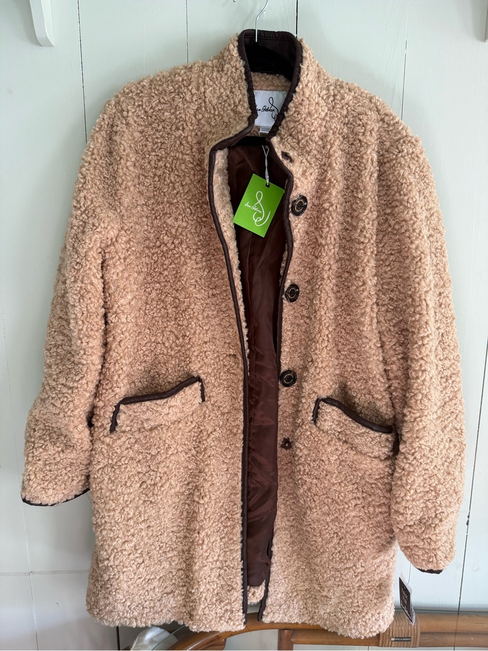 NWT Sam Edelman Teddy Coat Camel Faux Fur Sherpa Jacket XL $220 Retail